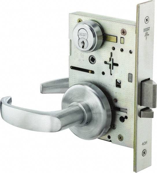 Stanley - Storeroom Lever Lockset for 1-3/8 to 1-3/4" Thick Doors - 2-3/8 to 2-3/4" Back Set, Brass, Satin Chrome Finish - A1 Tooling