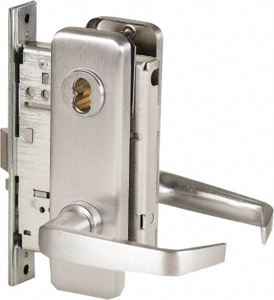 Stanley - Office Lever Lockset for 1-3/8 to 1-3/4" Thick Doors - 2-3/8 to 2-3/4" Back Set, Brass, Satin Chrome Finish - A1 Tooling