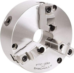 Samchully - 3 Jaw, 535mm Diam, Self Centering Manual Lathe Chuck - Front Mount, Adjustable, 195mm Through Hole Diam, Forged Steel - A1 Tooling