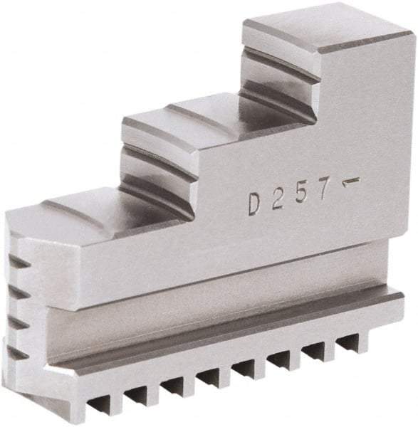 Samchully - 7-1/2" Max Chuck Diam Compatibility, Steel Square Serrated Hard Lathe Top Jaws - 2 Steps, 22mm Wide x 75mm Long x 55.5mm High - A1 Tooling