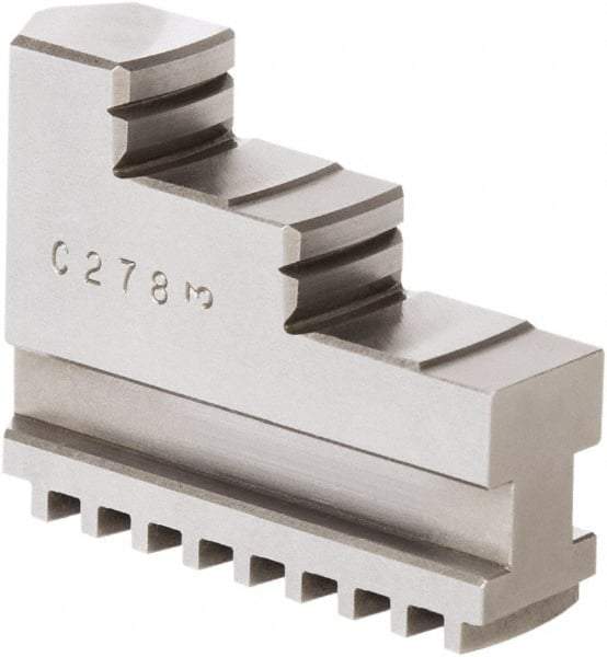 Samchully - 12" Max Chuck Diam Compatibility, Steel Square Serrated Hard Lathe Top Jaws - 2 Steps, 30mm Wide x 110mm Long x 82.5mm High - A1 Tooling