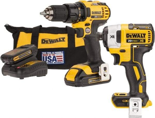 DeWALT - 20 Volt 1/2" Chuck Pistol Grip Handle Cordless Drill - 0-600 & 0-2000 RPM, Keyless Chuck, Reversible, 2 Lithium-Ion Batteries Included - A1 Tooling