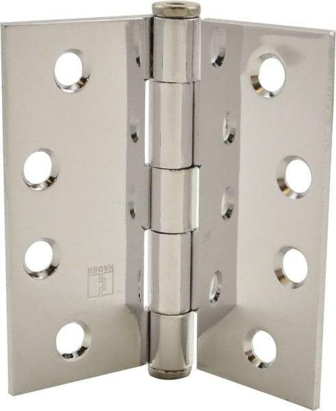 Hager - 4" Long x 4" Wide x 0.062" Thick, Steel Full Mortise Hinge - Bright Chrome Finish, 5 Knuckles - A1 Tooling