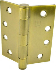 Hager - 4" Long x 4" Wide x 0.062" Thick, Steel Full Mortise Hinge - Antique Brass Finish, 5 Knuckles - A1 Tooling