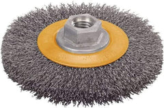 WALTER Surface Technologies - 4-1/2" OD, 5/8-11 Arbor Hole, Crimped Steel Wheel Brush - 5/8" Face Width, 1" Trim Length, 0.0118" Filament Diam, 12,500 RPM - A1 Tooling