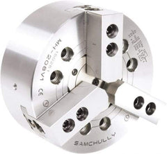 Samchully - 3 Jaw, 315mm Chuck Diam, Plain Back Mount, 315mm Through Hole Diam, Drawtube Hydraulic Power Lathe Chuck - 1.5mm x 60° Serrated Jaw Interface, 3,000 RPM, Steel Body - A1 Tooling