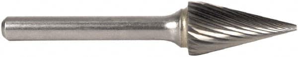 M.A. Ford - 3mm Cut Diam, 3mm Shank Diam, Cone Head Double Cut Burr - Carbide, Point End, 11.1mm LOC, 38mm OAL - A1 Tooling