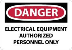 NMC - "Danger - Electrical Equipment - Authorized Personnel Only", 10" Long x 14" Wide, Aluminum Safety Sign - Rectangle, 0.04" Thick, Use for Accident Prevention - A1 Tooling