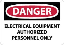 NMC - "Danger - Electrical Equipment - Authorized Personnel Only", 10" Long x 14" Wide, Rigid Plastic Safety Sign - Rectangle, 0.05" Thick, Use for Accident Prevention - A1 Tooling