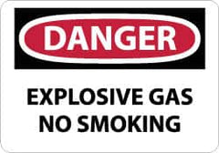 NMC - "Danger - Explosive Gas - No Smoking", 10" Long x 14" Wide, Aluminum Safety Sign - Rectangle, 0.04" Thick, Use for Accident Prevention - A1 Tooling