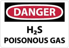 NMC - "Danger - H2s - Poisonous Gas", 10" Long x 14" Wide, Aluminum Safety Sign - Rectangle, 0.04" Thick, Use for Hazardous Materials - A1 Tooling