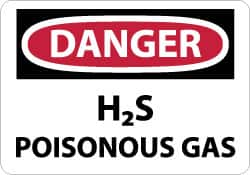 NMC - "Danger - H2s - Poisonous Gas", 10" Long x 14" Wide, Fiberglass Safety Sign - Rectangle, 0.095" Thick, Use for Hazardous Materials - A1 Tooling