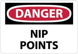 NMC - "Danger - Nip Points", 7" Long x 10" Wide, Rigid Plastic Safety Sign - Rectangle, 0.05" Thick, Use for Accident Prevention - A1 Tooling