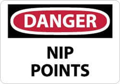 NMC - "Danger - Nip Points", 7" Long x 10" Wide, Rigid Plastic Safety Sign - Rectangle, 0.05" Thick, Use for Accident Prevention - A1 Tooling