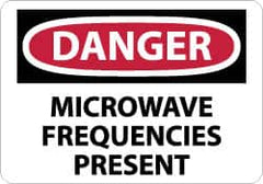 NMC - "Danger - Microwave Frequencies Present", 10" Long x 14" Wide, Rigid Plastic Safety Sign - Rectangle, 0.05" Thick, Use for Accident Prevention - A1 Tooling