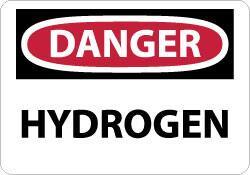 NMC - "Danger - Hydrogen", 7" Long x 10" Wide, Pressure-Sensitive Vinyl Safety Sign - Rectangle, 0.004" Thick, Use for Hazardous Materials - A1 Tooling