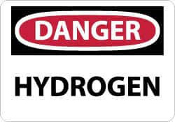 NMC - "Danger - Hydrogen", 10" Long x 14" Wide, Pressure-Sensitive Vinyl Safety Sign - Rectangle, 0.004" Thick, Use for Hazardous Materials - A1 Tooling