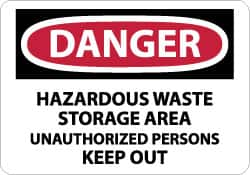 NMC - "Danger - Hazardous Waste Storage Area - Unauthorized Persons Keep Out", 10" Long x 14" Wide, Aluminum Safety Sign - Rectangle, 0.04" Thick, Use for Security & Admittance - A1 Tooling