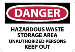 NMC - "Danger - Hazardous Waste Storage Area - Unauthorized Persons Keep Out", 10" Long x 14" Wide, Aluminum Safety Sign - Rectangle, 0.04" Thick, Use for Security & Admittance - A1 Tooling