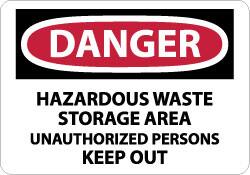 NMC - "Danger - Hazardous Waste Storage Area - Unauthorized Persons Keep Out", 7" Long x 10" Wide, Rigid Plastic Safety Sign - Rectangle, 0.05" Thick, Use for Security & Admittance - A1 Tooling