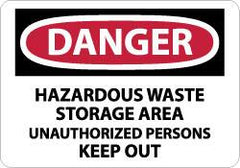 NMC - "Danger - Hazardous Waste Storage Area - Unauthorized Persons Keep Out", 7" Long x 10" Wide, Rigid Plastic Safety Sign - Rectangle, 0.05" Thick, Use for Security & Admittance - A1 Tooling