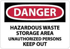 NMC - "Danger - Hazardous Waste Storage Area - Unauthorized Persons Keep Out", 10" Long x 14" Wide, Rigid Plastic Safety Sign - Rectangle, 0.05" Thick, Use for Security & Admittance - A1 Tooling