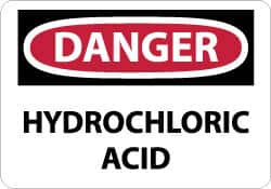 NMC - "Danger - Hydrochloric Acid", 10" Long x 14" Wide, Pressure-Sensitive Vinyl Safety Sign - Rectangle, 0.004" Thick, Use for Hazardous Materials - A1 Tooling