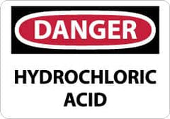 NMC - "Danger - Hydrochloric Acid", 10" Long x 14" Wide, Pressure-Sensitive Vinyl Safety Sign - Rectangle, 0.004" Thick, Use for Hazardous Materials - A1 Tooling