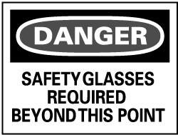 NMC - "Danger - Safety Glasses Required Beyond This Point", 14" Long x 20" Wide, Aluminum Safety Sign - Rectangle, 0.04" Thick, Use for Accident Prevention - A1 Tooling