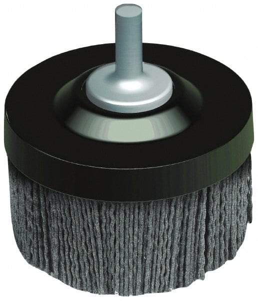 Osborn - 1-1/2" 120 Grit Silicon Carbide Crimped Disc Brush - Fine Grade, Quick Change Connector, 1-3/8" Trim Length, 1/4" Shank Diam - A1 Tooling