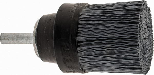 Osborn - 1-1/2" 320 Grit Silicon Carbide Crimped Disc Brush - Extra Fine Grade, Quick Change Connector, 1-3/8" Trim Length, 1/4" Shank Diam - A1 Tooling