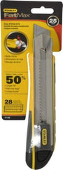 Stanley - Snap Utility Knife - 5-1/2" Blade, Yellow, Silver & Black TPE Handle, 4 Blades Included - A1 Tooling