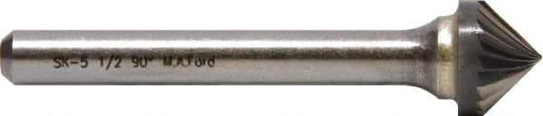 M.A. Ford - 5/8" Cut Diam, 1/4" Shank Diam, 90° Angle Tool Head Double Cut Burr - Carbide, Point End, 5/16" LOC, 2-31/64" OAL - A1 Tooling