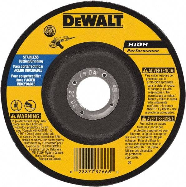 DeWALT - 30 Grit, 7" Wheel Diam, 1/8" Wheel Thickness, 7/8" Arbor Hole, Type 27 Depressed Center Wheel - Aluminum Oxide, 8,700 Max RPM, Compatible with Angle Grinder - A1 Tooling