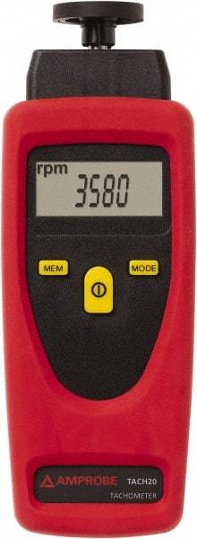 Amprobe - Accurate up to 0.02%, Contact and Noncontact Tachometer - 8 Inch Long x 9 Inch Wide x 1-3/4 Inch Meter Thick, 1 to 99,999 (Optical) and 19,999 (Mechanical) RPM Measurement - A1 Tooling