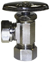 Legend Valve - NPT 1/2 Inlet, 110 Max psi, Chrome Finish, Rubber Water Supply Stop Valve - 1/2 Compression Outlet, Angle, Silver Handle, For Use with Potable Water Applications - A1 Tooling