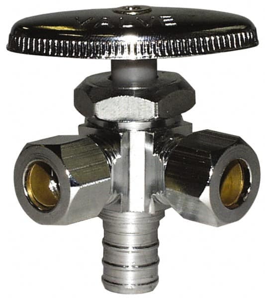 Legend Valve - NPT 1/2 Inlet, 110 Max psi, Chrome Finish, Rubber Water Supply Stop Valve - 3/8 Compression Outlet, Straight, Silver Handle, For Use with Potable Water Applications - A1 Tooling