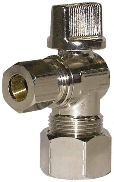 Legend Valve - PEX 1/2 Inlet, 125 Max psi, Chrome Finish, Carbon Steel Water Supply Stop Valve - 3/8 Compression Outlet, Angle, Silver Handle, For Use with Potable Water Applications - A1 Tooling