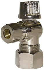 Legend Valve - NPT 1/2 Inlet, 125 Max psi, Chrome Finish, Carbon Steel Water Supply Stop Valve - 3/8 Compression Outlet, Angle, Silver Handle, For Use with Potable Water Applications - A1 Tooling