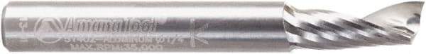 Amana Tool - 1/4" Cutting Diam x 5/8" Length of Cut, 1 Flute, Upcut Spiral Router Bit - Right Hand Cut, Solid Carbide, 2" OAL x 1/4" Shank Diam - A1 Tooling