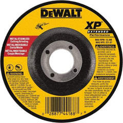 DeWALT - 24 Grit, 9" Wheel Diam, 1/8" Wheel Thickness, 7/8" Arbor Hole, Type 27 Depressed Center Wheel - Zirconia Alumina, Resinoid Bond, 6,600 Max RPM, Compatible with Angle Grinder - A1 Tooling