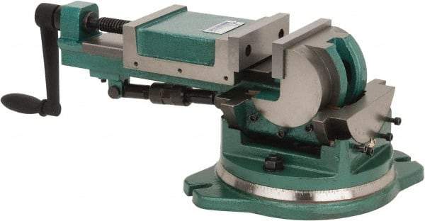 Gibraltar - 5" Jaw Width, 5-23/32" Jaw Opening Capacity, 3-Way Angle Swivel Machine Vise - Manual Operation, 1 Station, 25" Long x 8.46" High x 1-1/2" Deep, Cast Iron - A1 Tooling