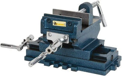 Interstate - 3-35/64" Jaw Opening Capacity x 1.18" Throat Depth, Horizontal Drill Press Vise - 4" Wide x 1.18" High Jaw, Cross Slide Base, Standard Speed, 8" OAL x 5.1" Overall Height, Cast Iron - A1 Tooling