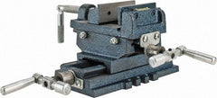 Interstate - 2-23/32" Jaw Opening Capacity x 1" Throat Depth, Horizontal Drill Press Vise - 3" Wide x 27/32" High Jaw, Cross Slide Base, Standard Speed, 5-7/16" OAL x 4.72" Overall Height, Cast Iron - A1 Tooling