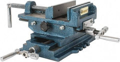 Interstate - 5-5/16" Jaw Opening Capacity x 1-5/16" Throat Depth, Horizontal Drill Press Vise - 5" Wide x 1-5/16" High Jaw, Cross Slide Base, Standard Speed, 10" OAL x 5.3" Overall Height, Cast Iron - A1 Tooling