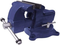 Gibraltar - 5-1/2" Jaw Width x 5" Jaw Opening Capacity, 3-7/16" Throat Depth, Bench & Pipe Combination Vise - 1/8 to 2-1/2" Pipe Capacity, Swivel Base, Bolt Down Attachment, Ductile Iron - A1 Tooling