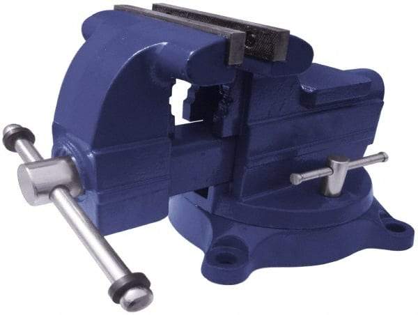 Gibraltar - 8" Jaw Width x 7-1/2" Jaw Opening Capacity, 4-1/2" Throat Depth, Bench & Pipe Combination Vise - 1/8 to 3" Pipe Capacity, Swivel Base, Bolt Down Attachment, Ductile Iron - A1 Tooling