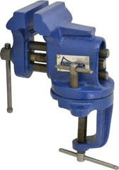 Gibraltar - 2-1/2" Jaw Width, 2-1/2" Opening Capacity, 1-5/8" Throat Depth, Cast Iron Swivel Bench Vise - Clamp-On Base Attachment - A1 Tooling