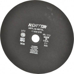 Norton - 12" Aluminum Oxide Cutoff Wheel - 0.078" Thick, 1-1/4" Arbor, 3,820 Max RPM, Use with Stationary Tools - A1 Tooling