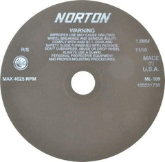 Norton - 9" Aluminum Oxide Cutoff Wheel - 0.063" Thick, 1-1/4" Arbor, 4,025 Max RPM, Use with Stationary Tools - A1 Tooling